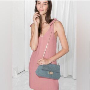 & Other Stories Tie Shoulder Pink Mini Dress Size 8